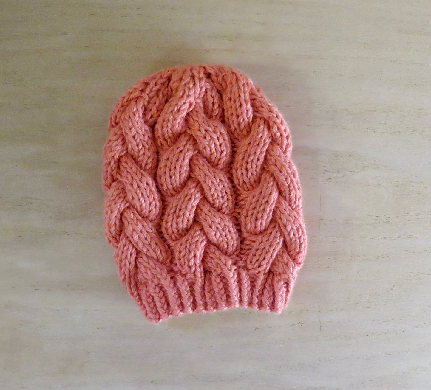 Kids- Coral Braided Cable Beanie || Ready to Ship