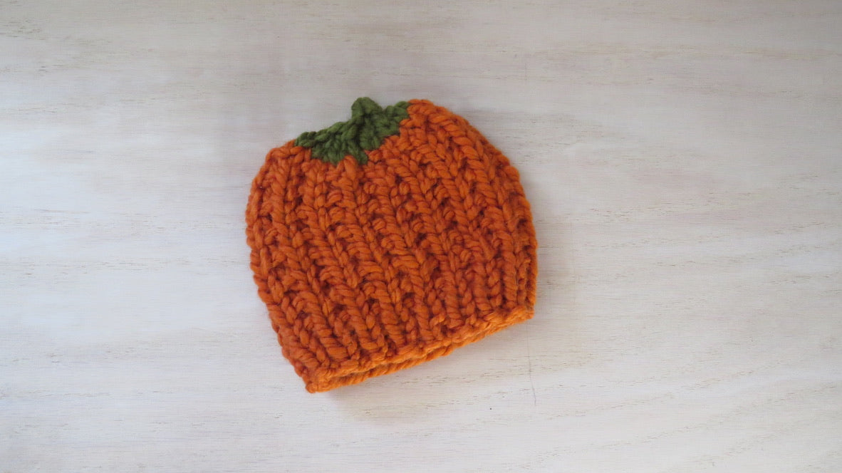 Pumpkin Beanie Hat 0-3 Months || Ready to Ship