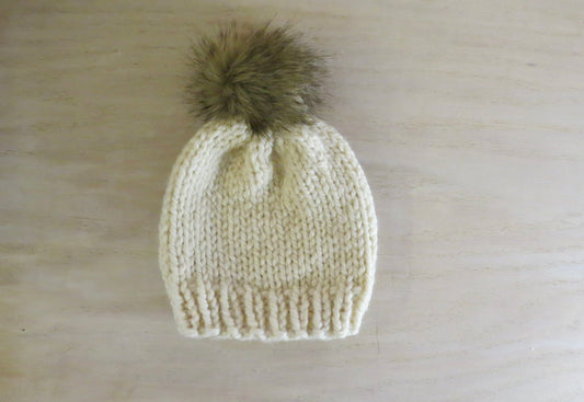 Toddler- Cream Basic Beanie Hat || Ready to Ship