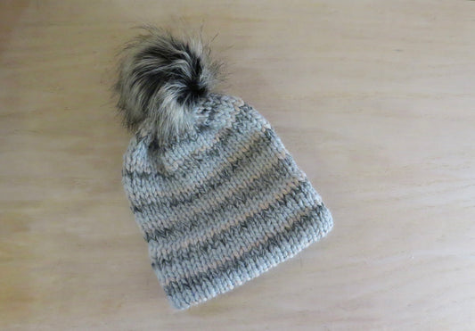 Arctic Ice Double Brim Beanie with Pom || Ready to Ship