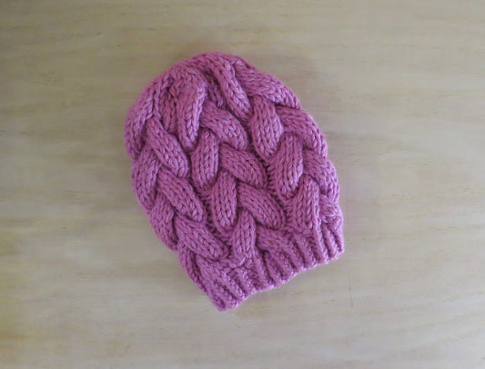 Kids- Blackberry Braided Cable Beanie || Ready to Ship