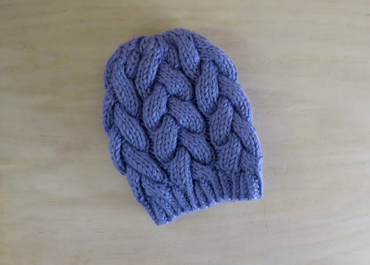 Kids- Lavender Blue Braided Cable Beanie || Ready to Ship