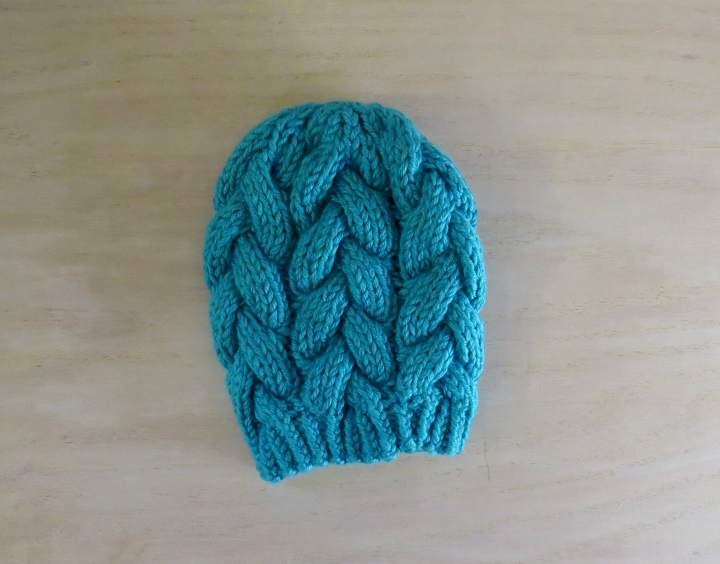 Kids- Bright Blue Braided Cable Beanie || Ready to Ship