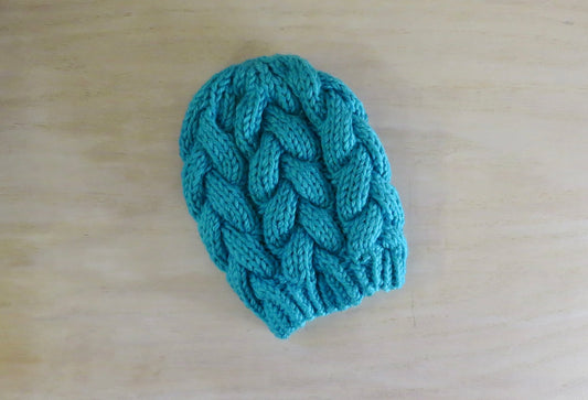 Kids- Bright Blue Braided Cable Beanie || Ready to Ship