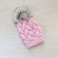 Baby Braided Cable Beanie w/ Faux Fur Pom Multiple Colors || Ready to Ship