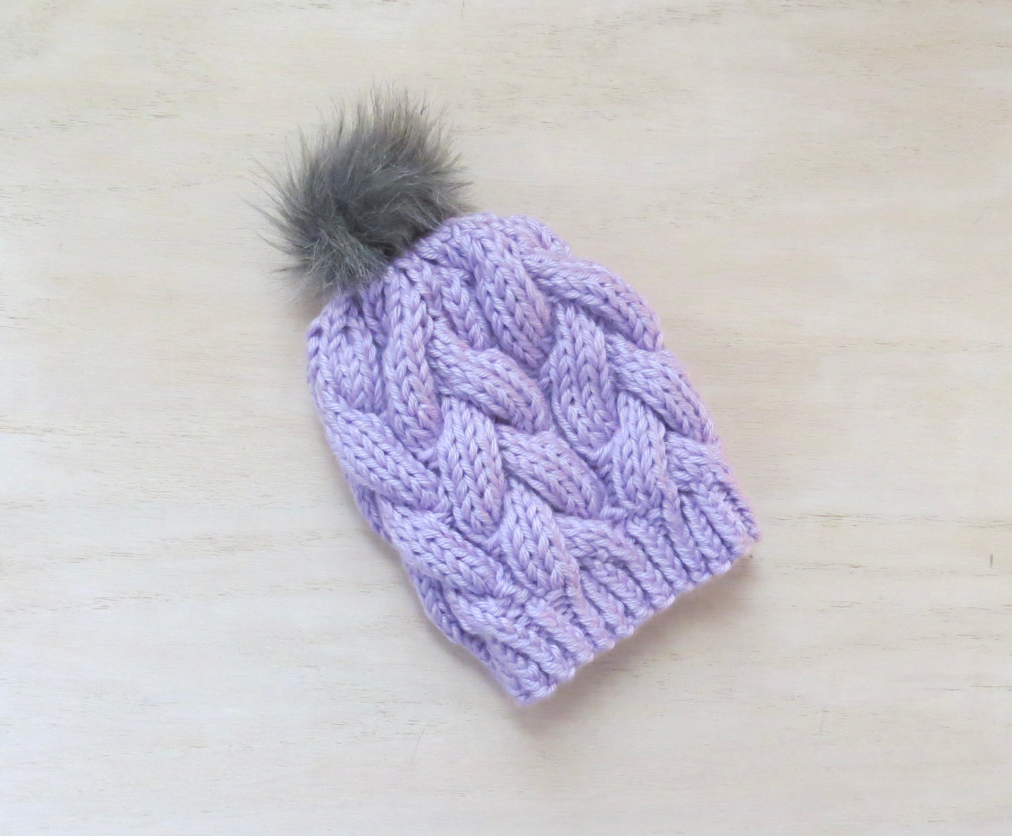 Baby Braided Cable Beanie w/ Faux Fur Pom Multiple Colors || Ready to Ship