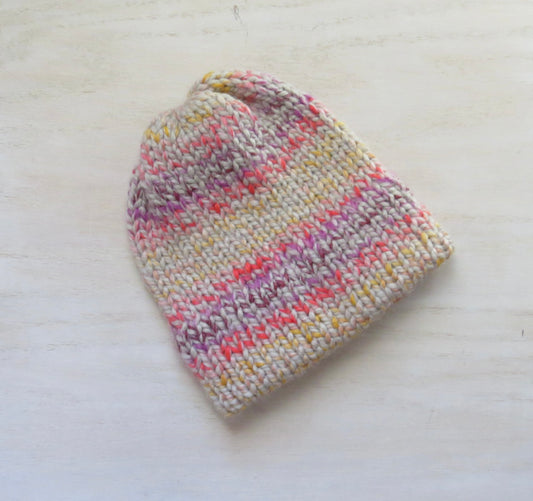 Orange & Red Variegated Double Brim Beanie || Ready to Ship