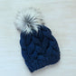Baby Braided Cable Beanie w/ Faux Fur Pom Multiple Colors || Ready to Ship