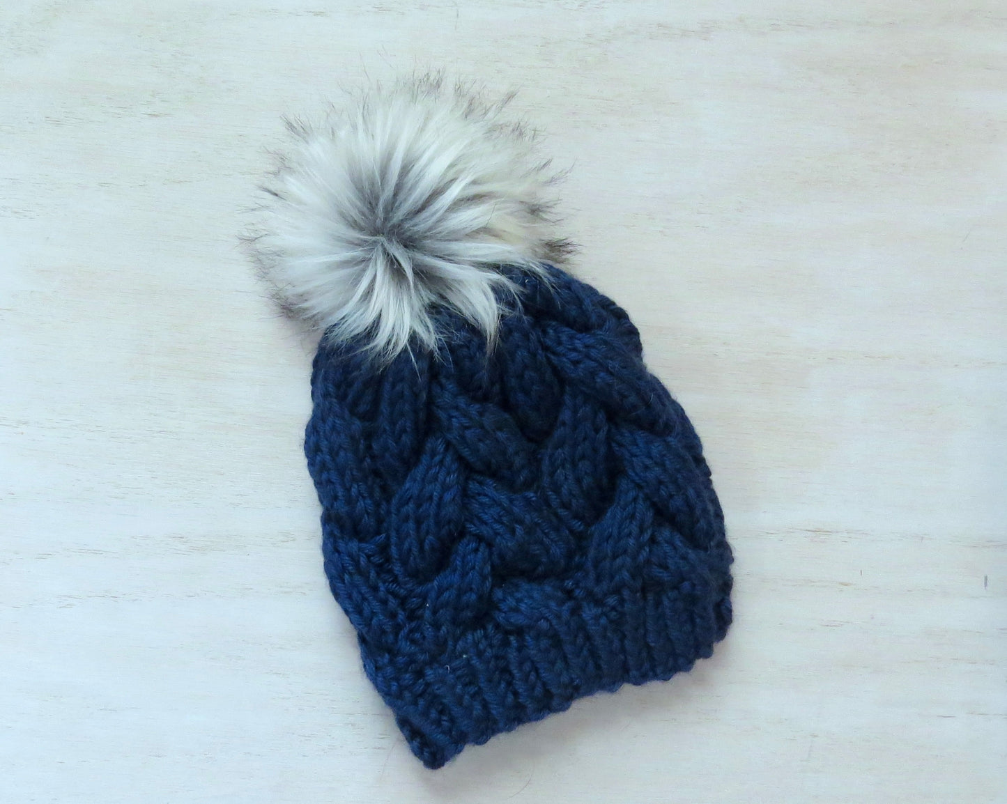 Baby Braided Cable Beanie w/ Faux Fur Pom Multiple Colors || Ready to Ship