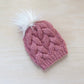 Baby Braided Cable Beanie w/ Faux Fur Pom Multiple Colors || Ready to Ship