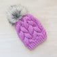 Baby Braided Cable Beanie w/ Faux Fur Pom Multiple Colors || Ready to Ship